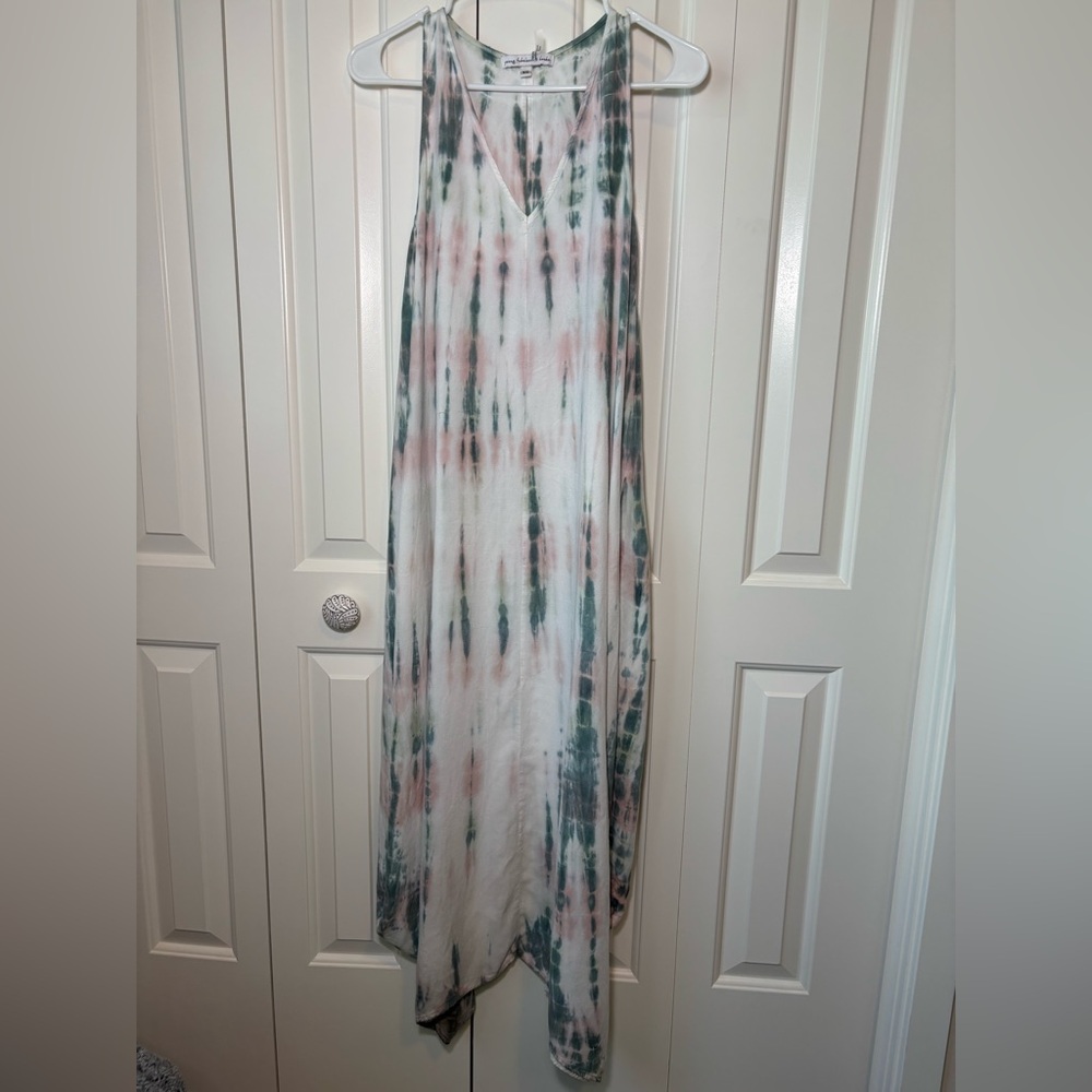 Young Fabulous & Broke White Teal & Blush Tie Dye Sleeveless Maxi Sundress XS